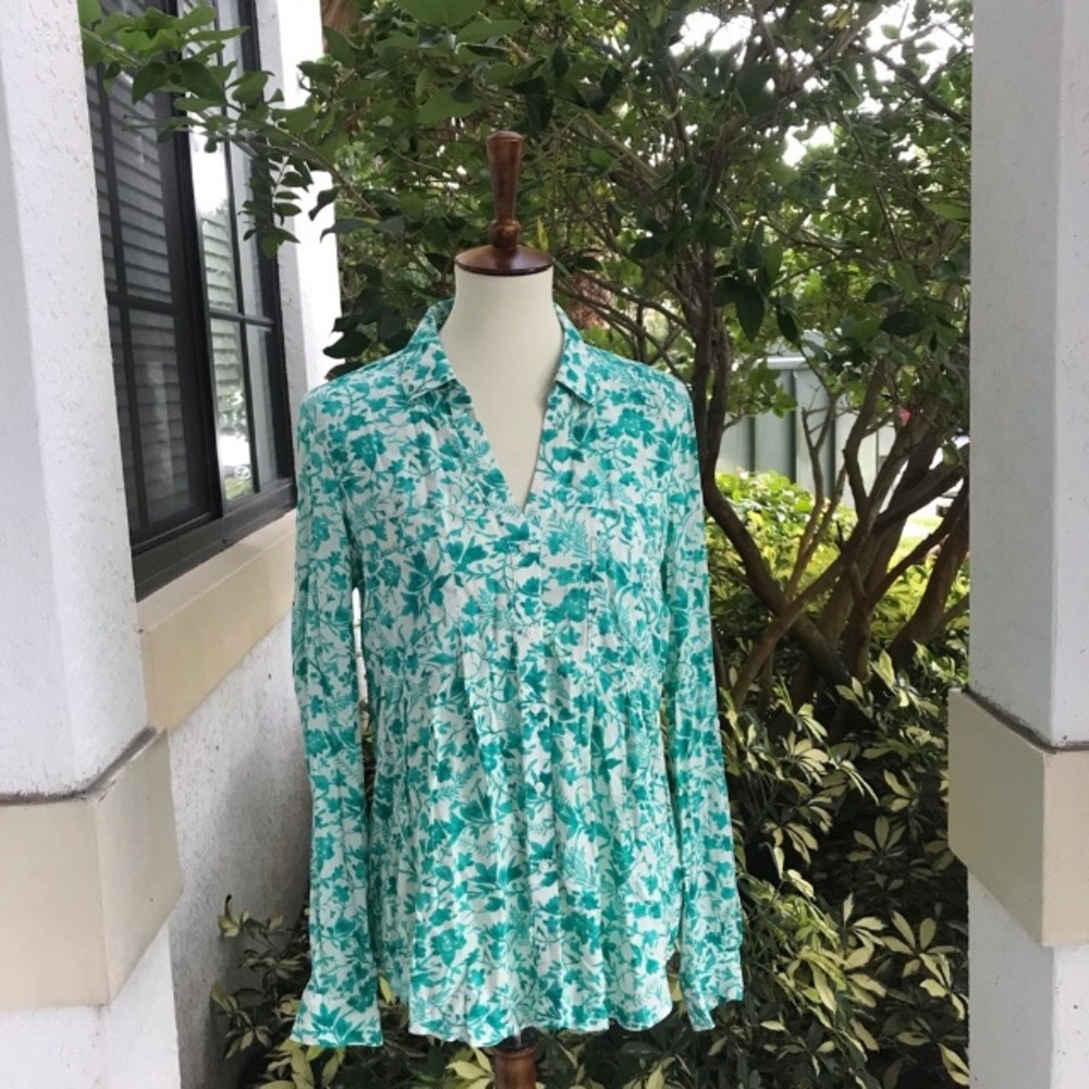 Anthropologie Maeve Long Sleeves Floral Shirt
